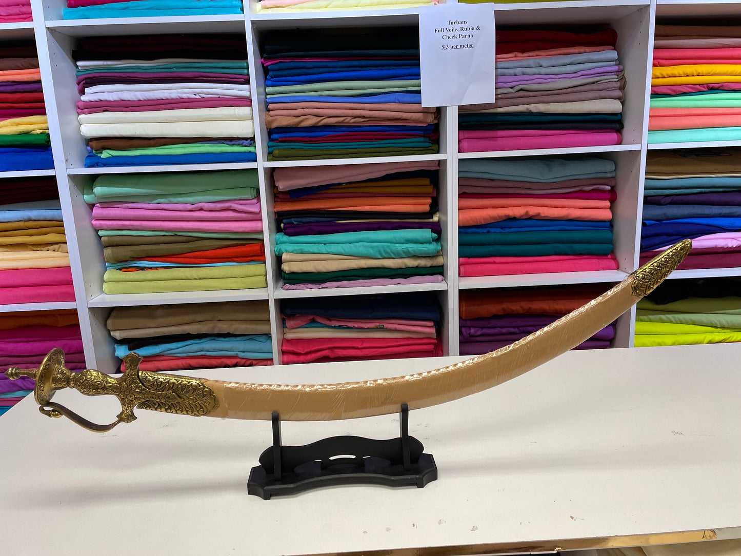 Indian Wedding Decorative Sword/Kirpan- Beige Leather Sword with Golden hand engraving handle/For wedding purpose/Indian Wedding Sword
