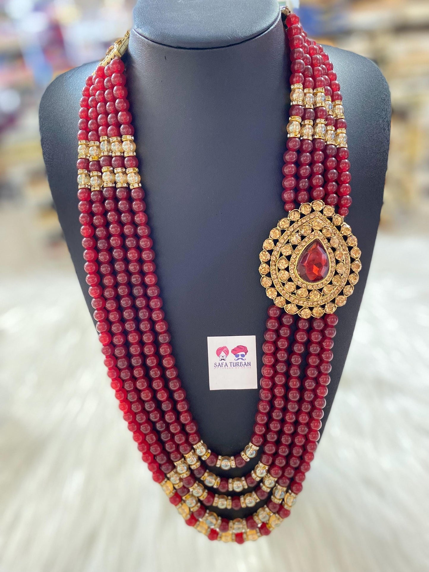 Indian Wedding- Pearl Stone & Studded Necklace for Men/Groom for Wedding