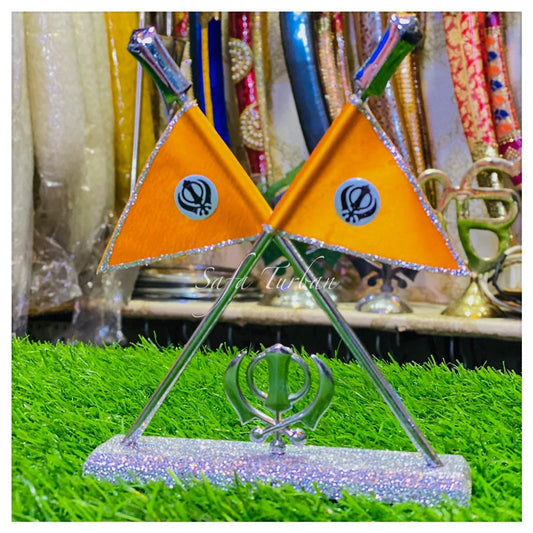 Car/Truck/Office Dashboard Accessories- (Khanda Flag Double) II Religious item