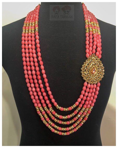 Indian Wedding- Pearl Stone & Studded Necklace for Men/Groom for Wedding