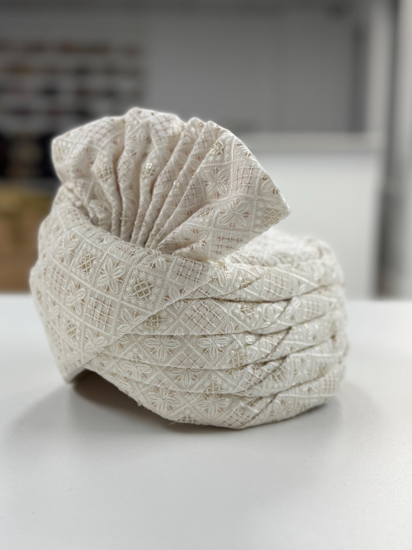 Groom Wedding Turban- Ivory AdjustableTurban(with velcro)- Safa Turban/Pagdi/Premade Turban/ Wedding Safa/Turban