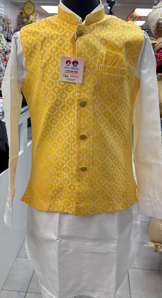 Designer Yellow Men Vests- Men Vests- Wedding Vest, Kurta Pajama Vest, Prom Party Dress, Casual Wear (Size available 38,40,42,44,46)