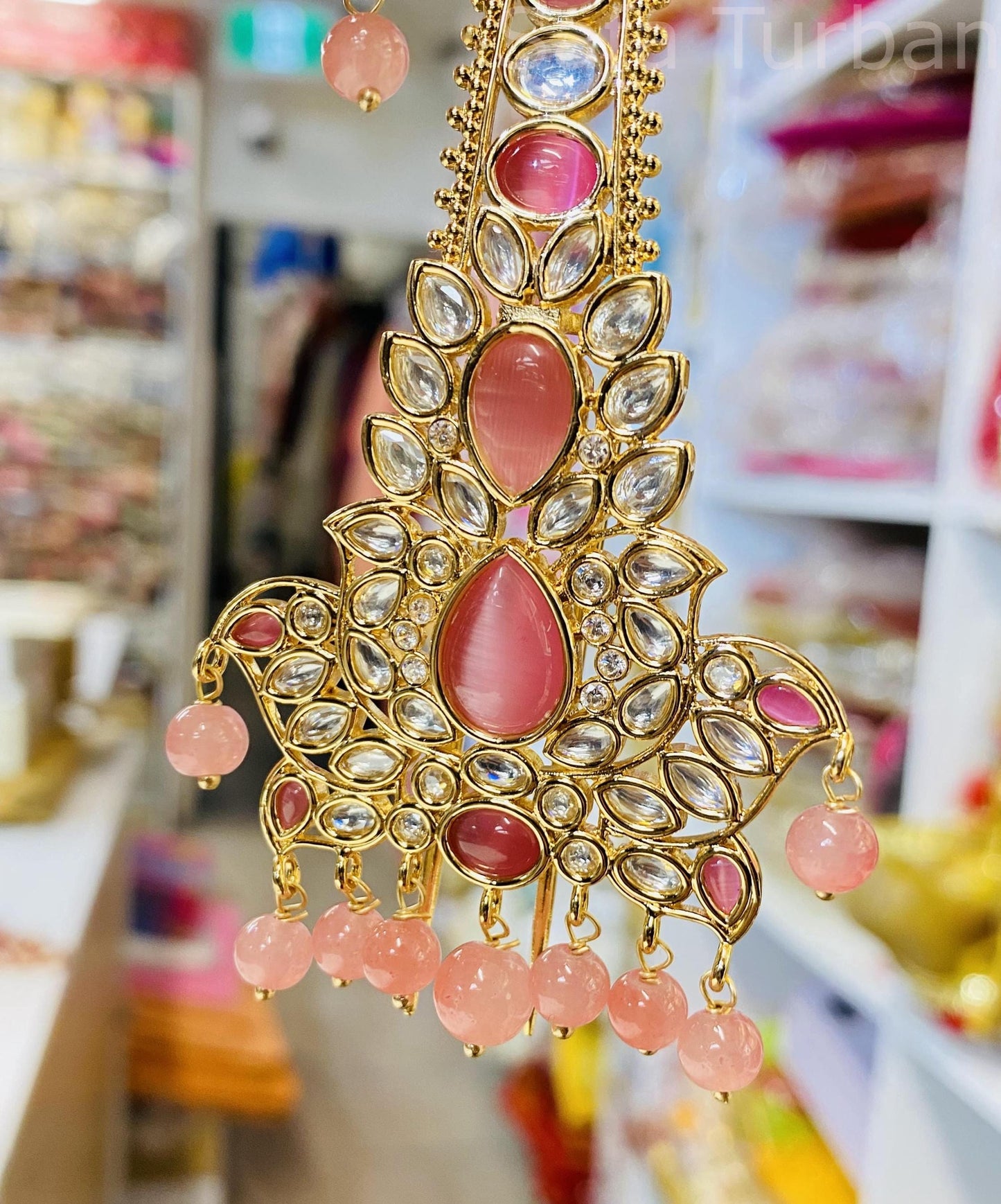 Indian Groom Wedding Accessories- Kundan Kalangi/Kalgi for Men's Safa/Groom Pagdi