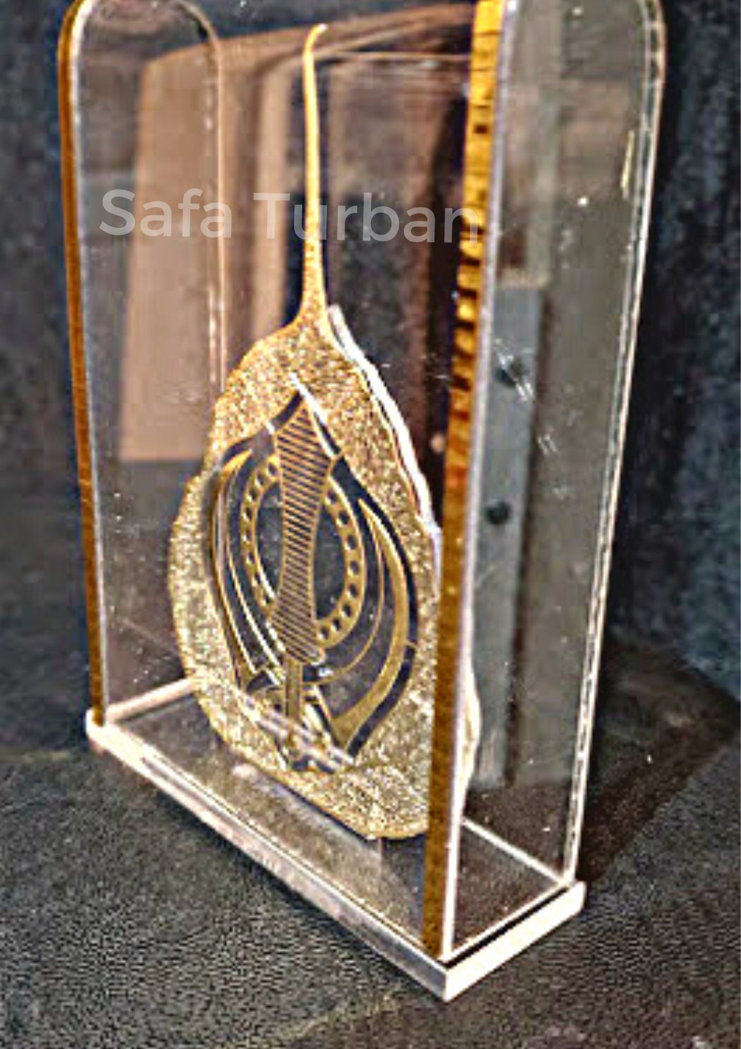 Car Dashboard Rectangular Shape Acrylic Showpiece, Religious Idol Statue for Mandir, Office & Home Décor (Khanda)