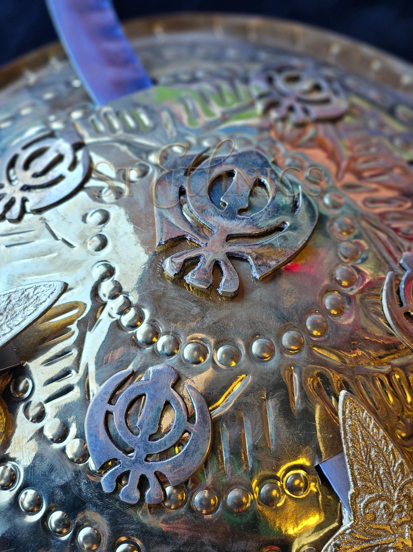 Sikh Kirpan and Dhal Wall Hanging, Khanda Metal Art for Home Décor, Unique Sikh Gift Items.