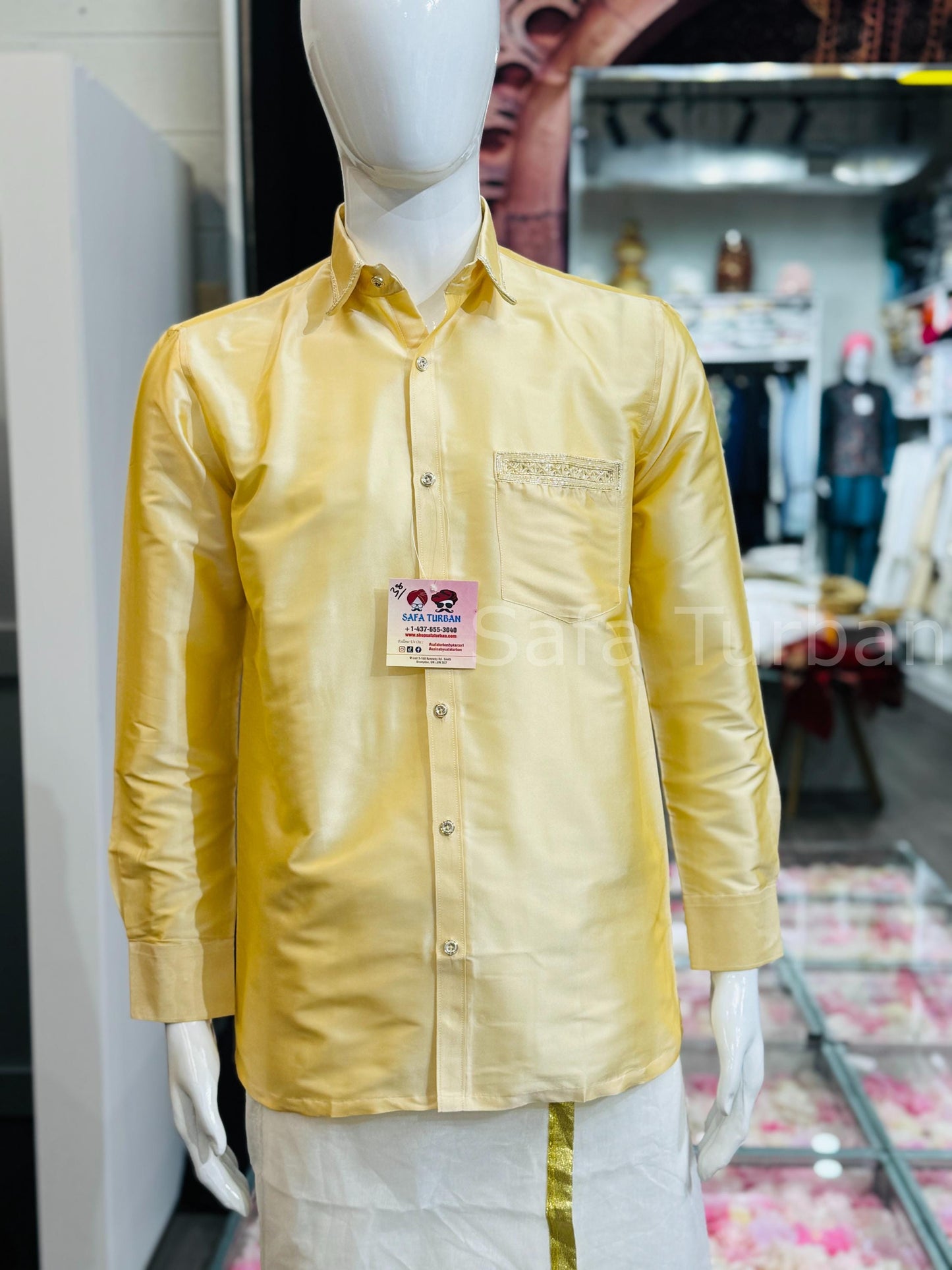 Solid Silk Casual Shirt (Gold)