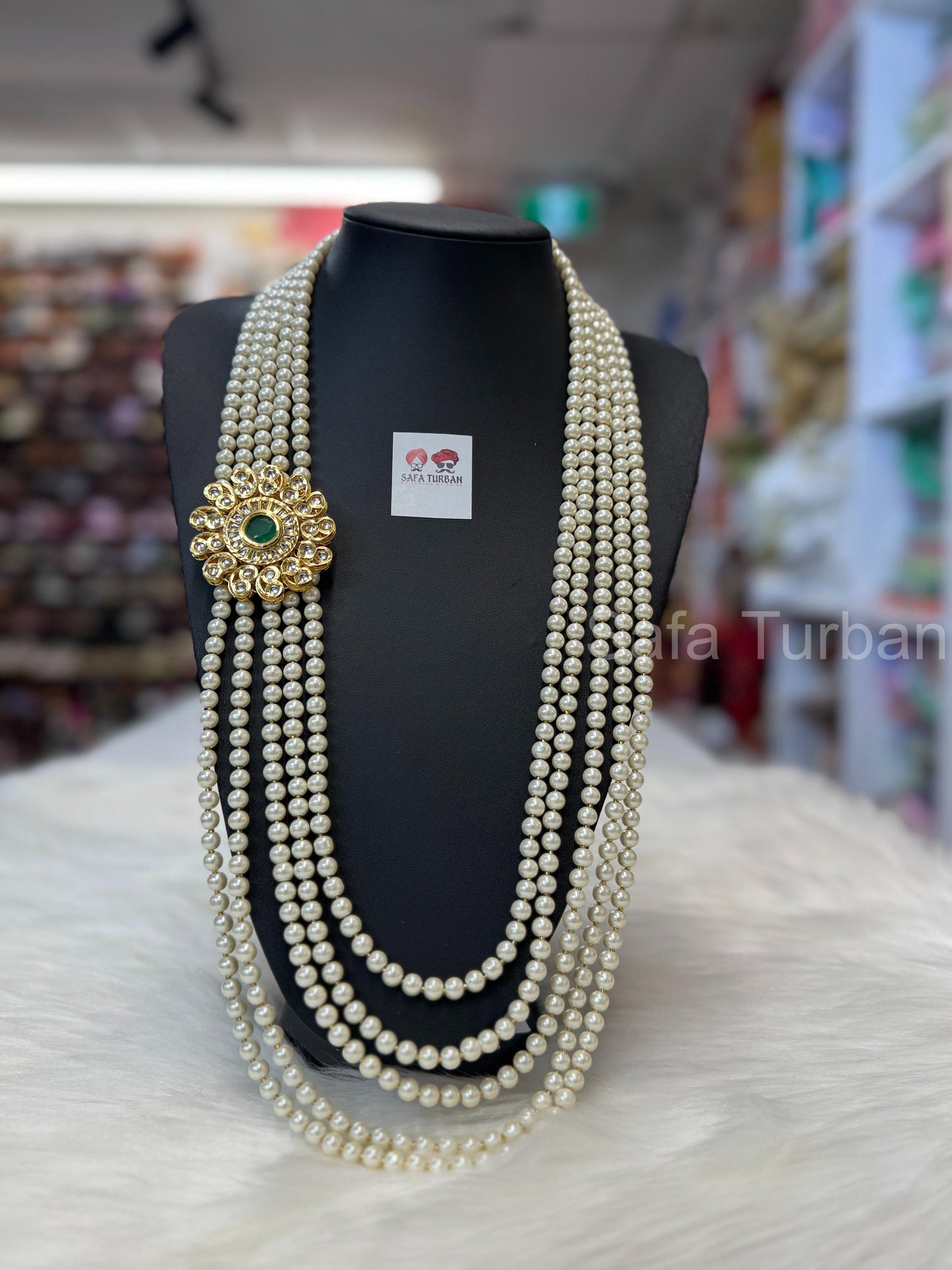 Indian Wedding- Pearl Stone Five Layer Studded Necklace for Men/Groom for Wedding