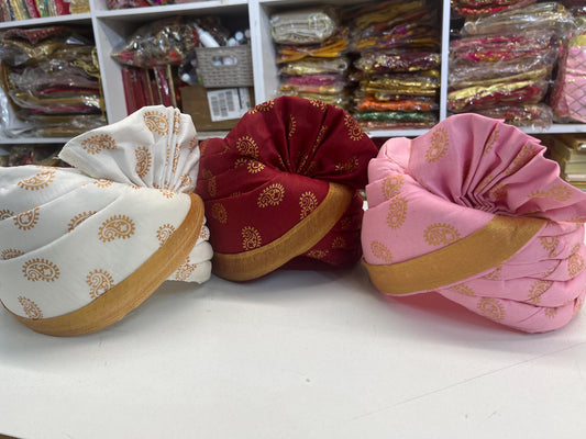 Indian Wedding- Hindu  Safa With Velcro for Baraati/Family Members, Safa Turban/Pagdi/Premade Turban Headwrap for dulha/baraati/Velcro safa