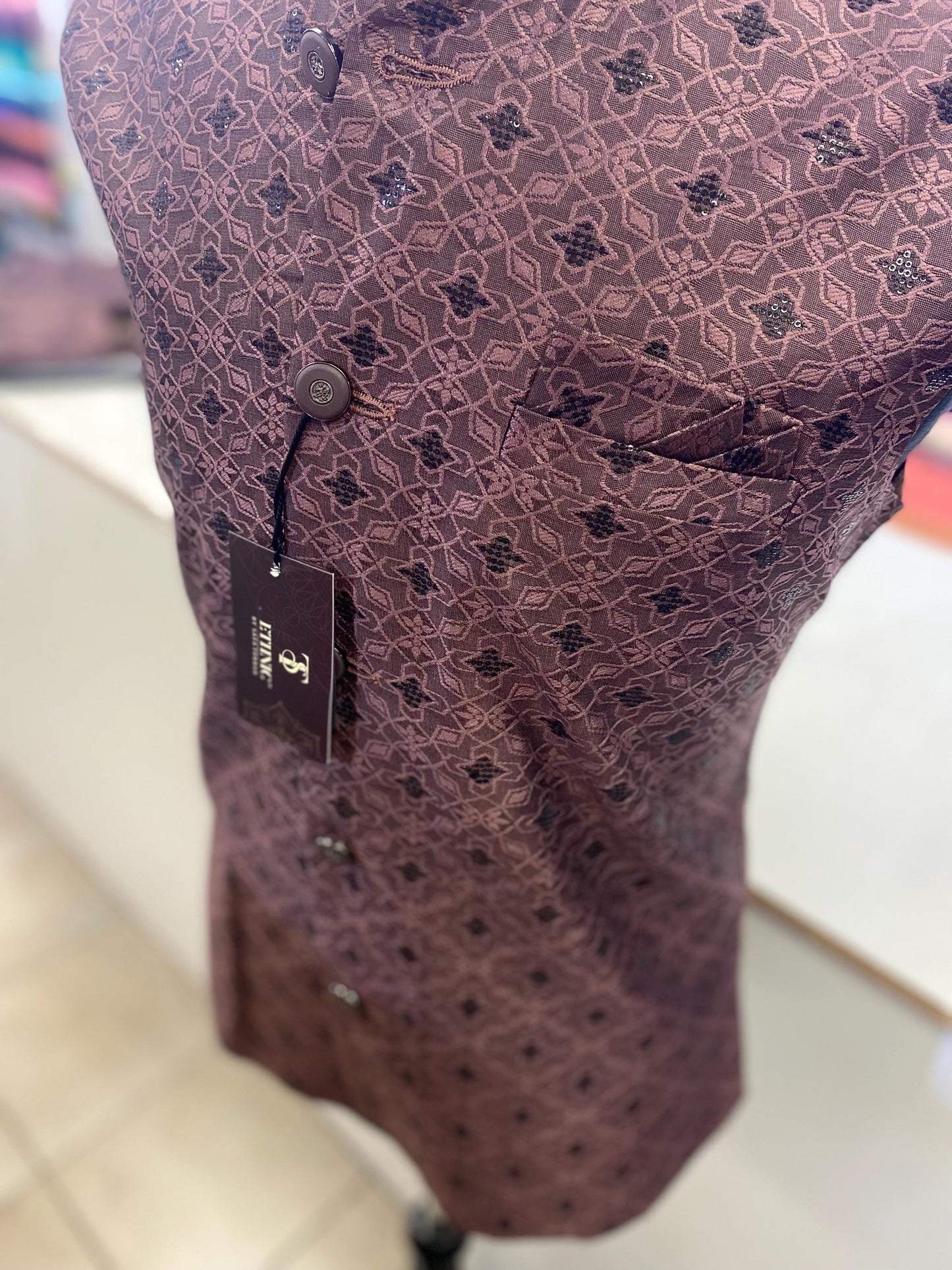 Designer Wine and black Men Vests- Men Vests- Wedding Vest, Kurta Pajama Vest, Prom Party Dress, Casual Wear (Size available 38,40,42,44,46)