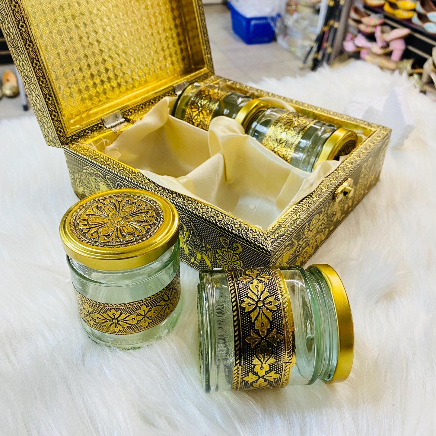 Decorative  Heavy Wooden  Handicraft Empty Dry Fruit Gift Jar Box/Gifting Box/Wedding Box/Jar Box