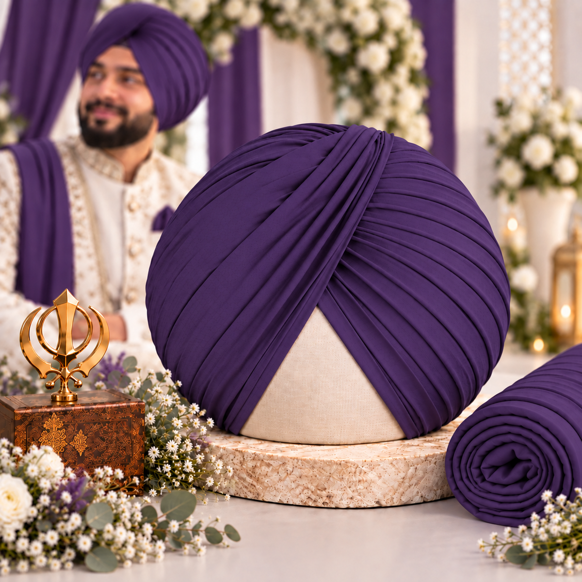Sikh Turban- Indigo (Full Voile and Rubia(Medium)/Half and Half Voile)