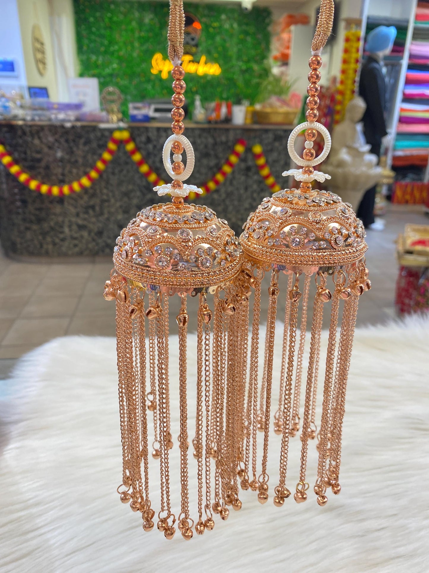 Beautiful Bridal Kaleera Traditional Antique rose gold Kaliras for Bride & Women Hand Hanging Kalera(sold as pair)