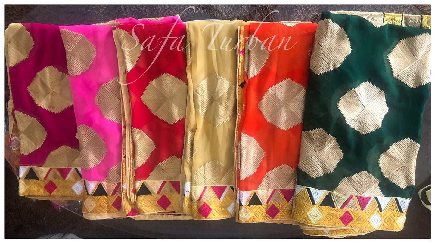 Phulkari Dupatta- Women's Phulkari Dupatta, Scarf, Multicolour Phulkari Chunni, Dupatta