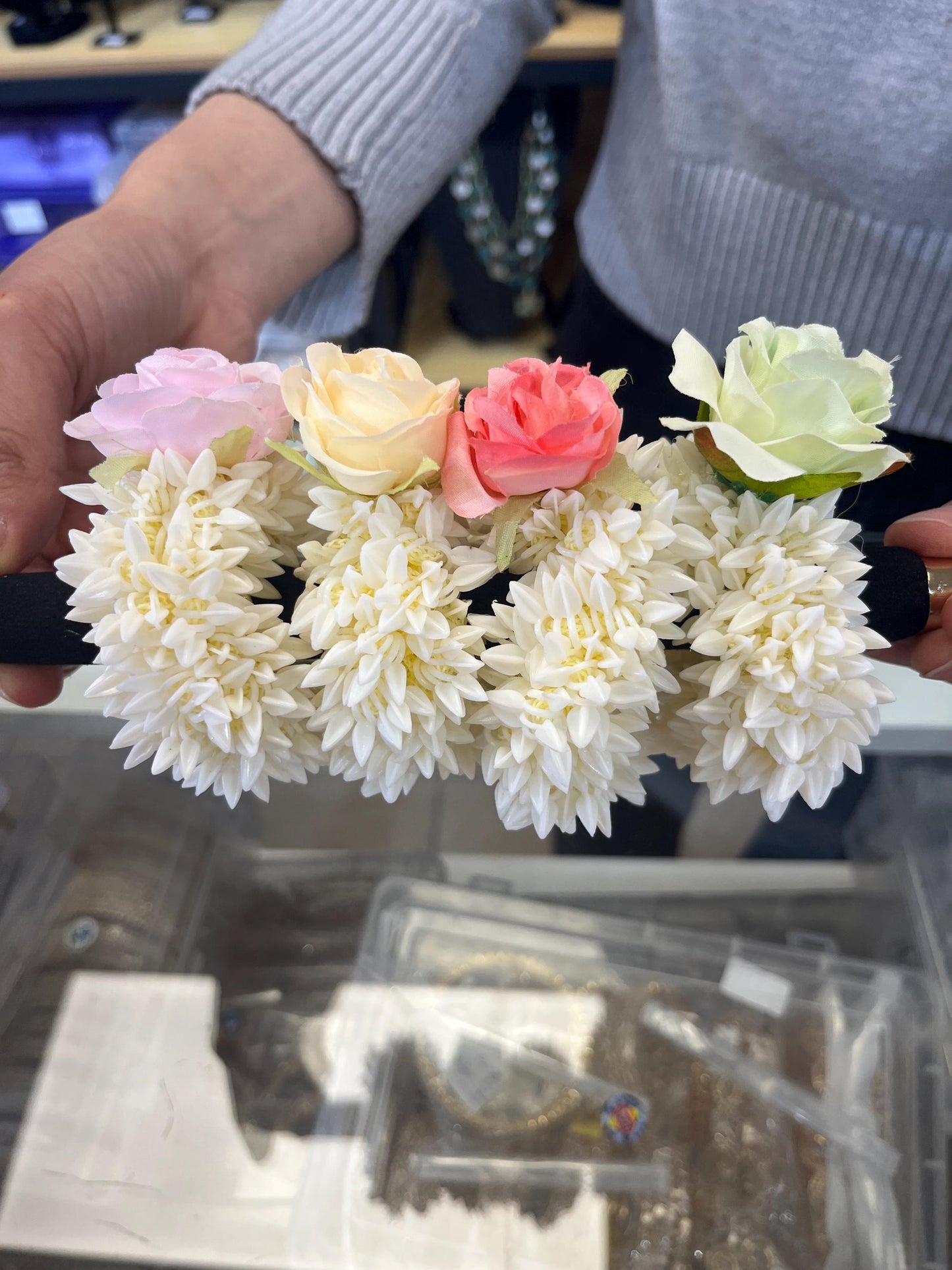 Artificial Rose Band Fragrant Flower Gajra II Indian,Pakistani Wedding II Hair Accessories, Hair Gajra, Floral Jewelry (Pack of 2)