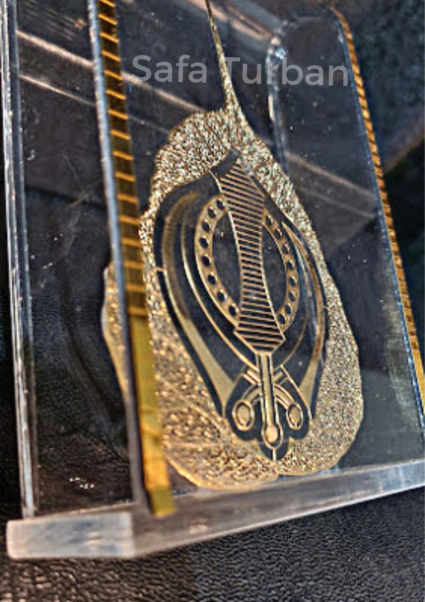 Car Dashboard Rectangular Shape Acrylic Showpiece, Religious Idol Statue for Mandir, Office & Home Décor (Khanda)
