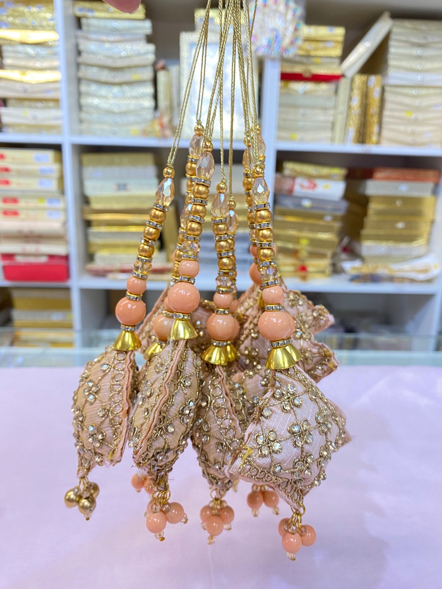 Fashion Handmade Latkan, Stylish Heavy Long for Lehenga, Chunni Border, Hanging Latkan for Lehenga, Handmade Pillow Shaped latkan