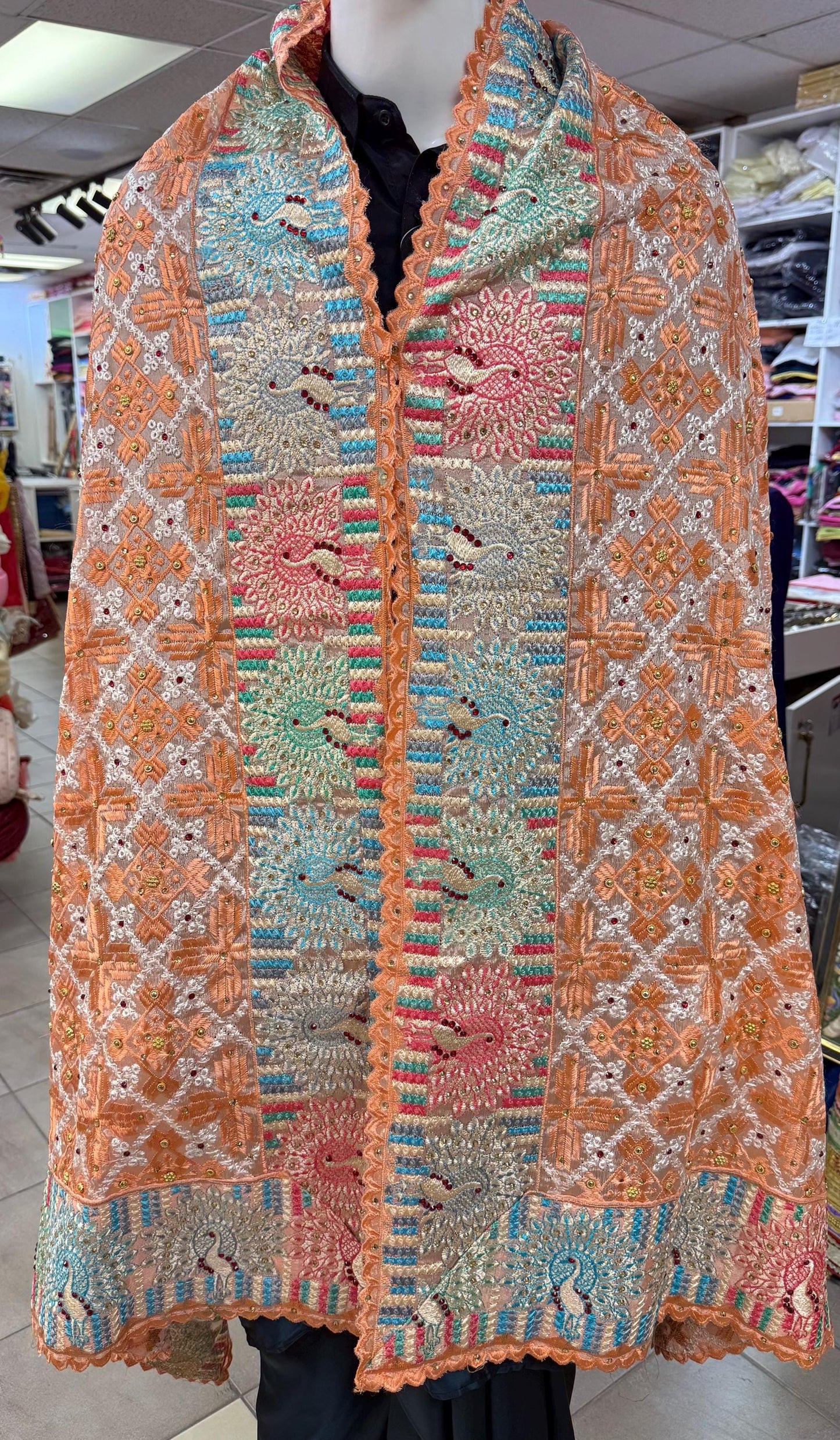 Phulkari Dupatta- Women's Phulkari Dupatta, Scarf, Multicolour Fulkari Chunni, Dupatta
