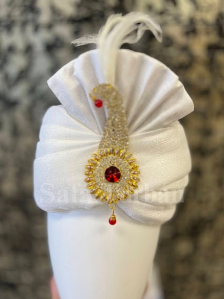 Tamil Hindu Wedding- Wedding Thalapa/Turban for Groom and Tholan (Ivory White Colour)