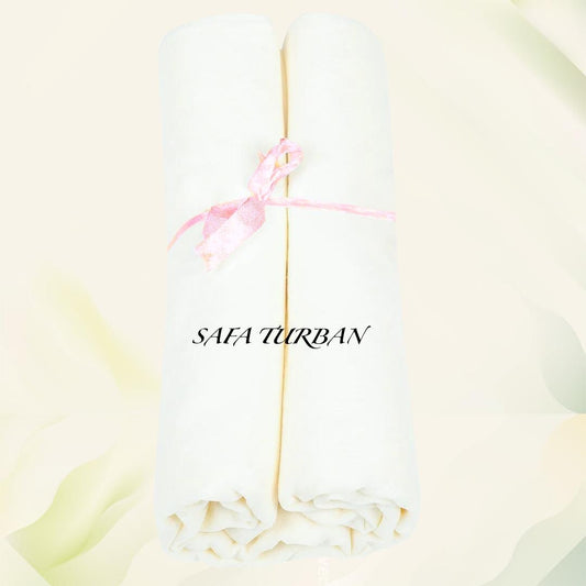 Sikh Turban- Cream (Full Voile and Rubia(Medium)/Half and Half Voile),Turban Fabric (stitching/peeko/edges finishing)