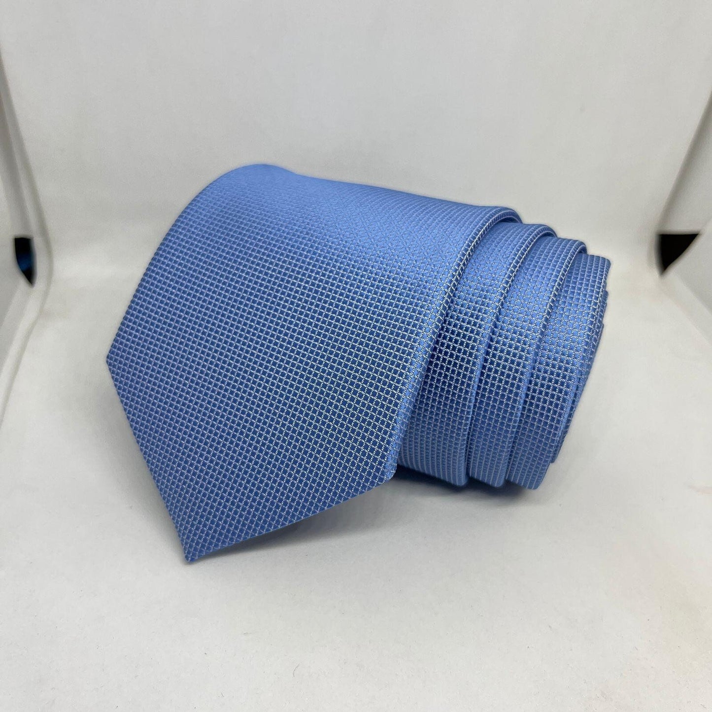 Mens Plaid Micro Self Silk Necktie Gift Set With Pocket Square (Blue Colour)