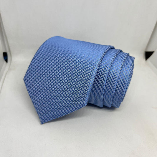 Mens Plaid Micro Self Silk Necktie Gift Set With Pocket Square (Blue Colour)