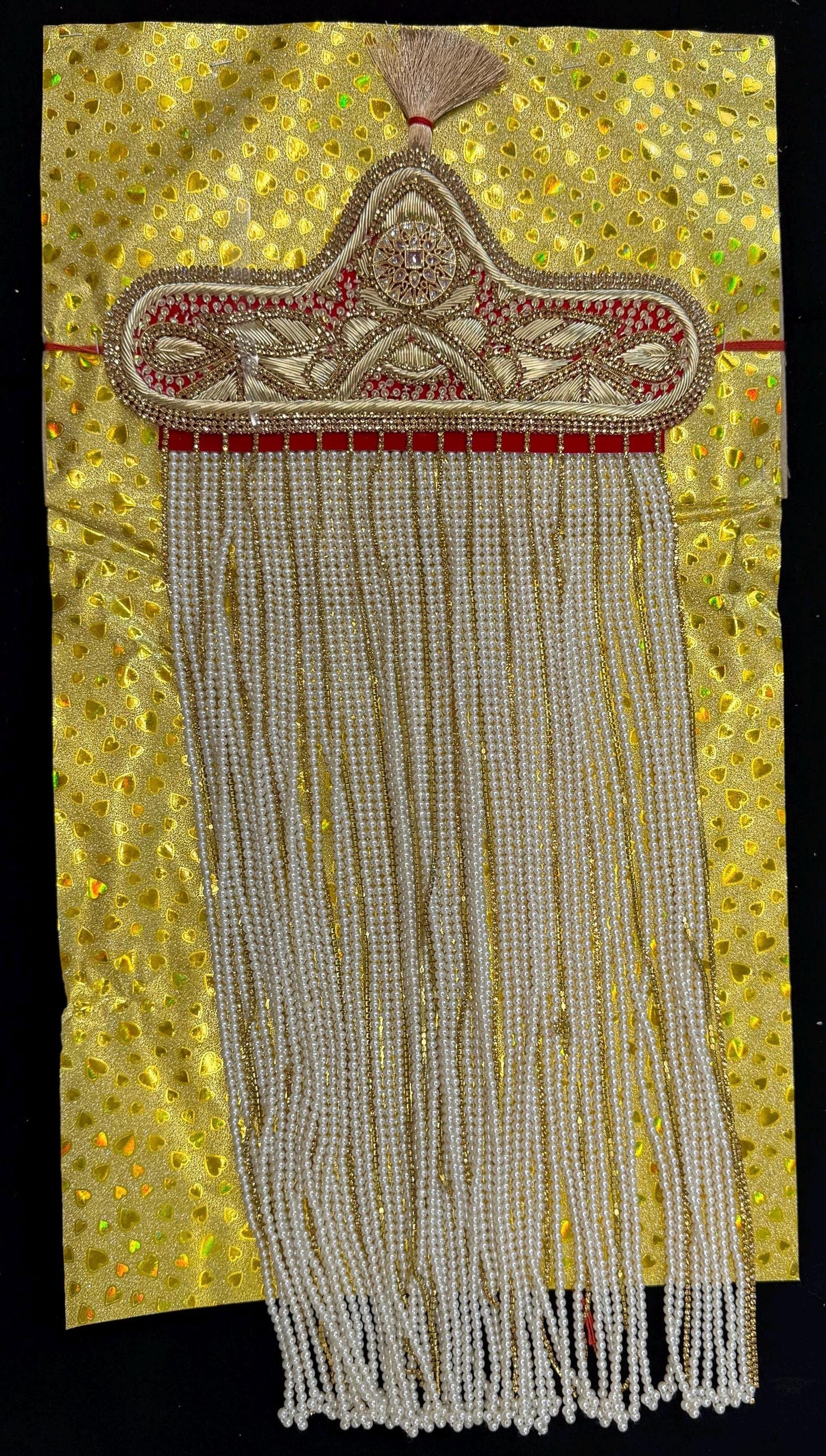 Kalgi, Sehra and Pearl Necklace Set -  Kalangi/Kalgi, Traditional Sehra, Pearl Necklace with Brooch for Groom (Trio Combo)