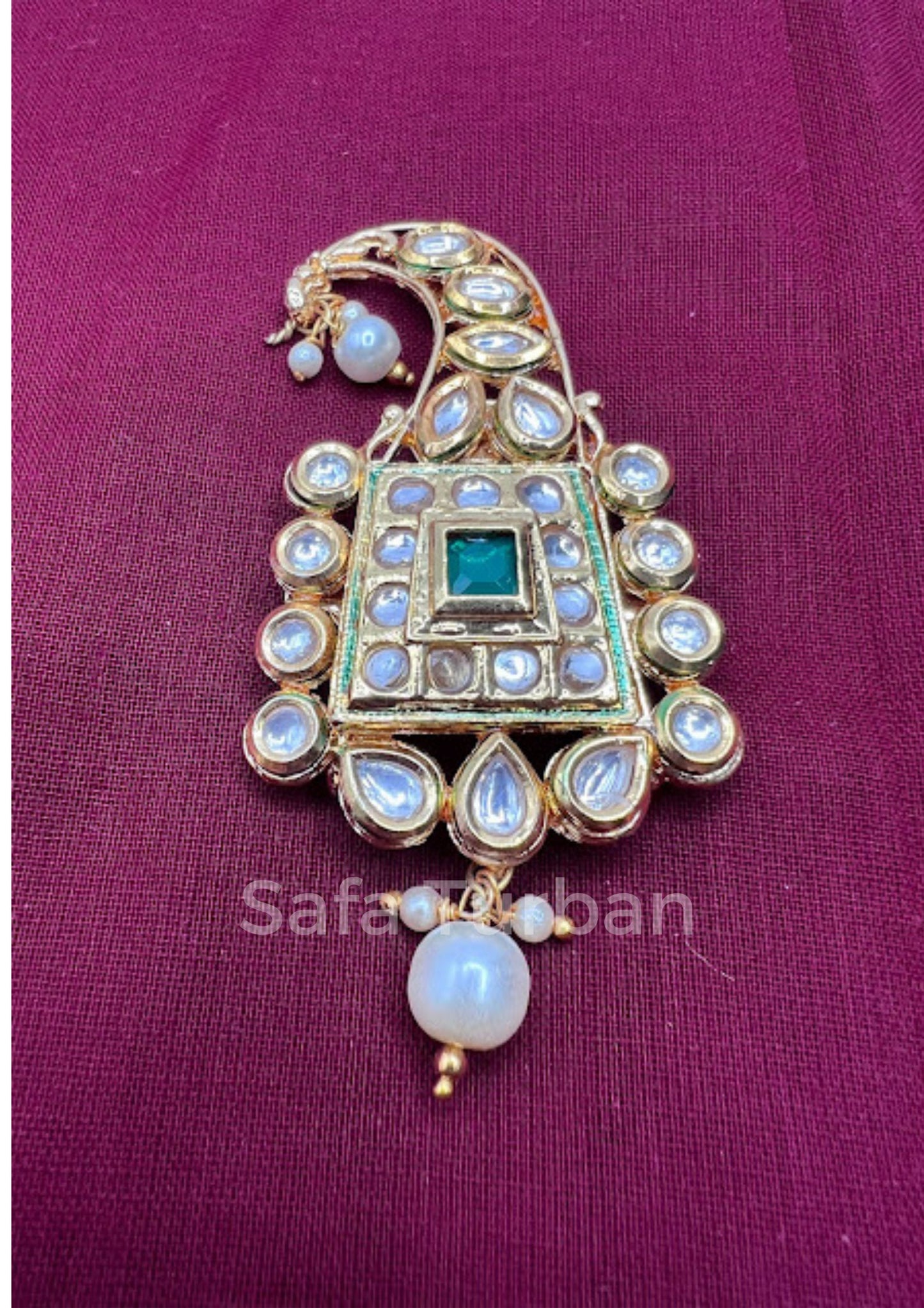 Indian Groom Wedding Accessories-  Kundan Kalangi/Kalgi for Men's Safa/Groom Pagdi
