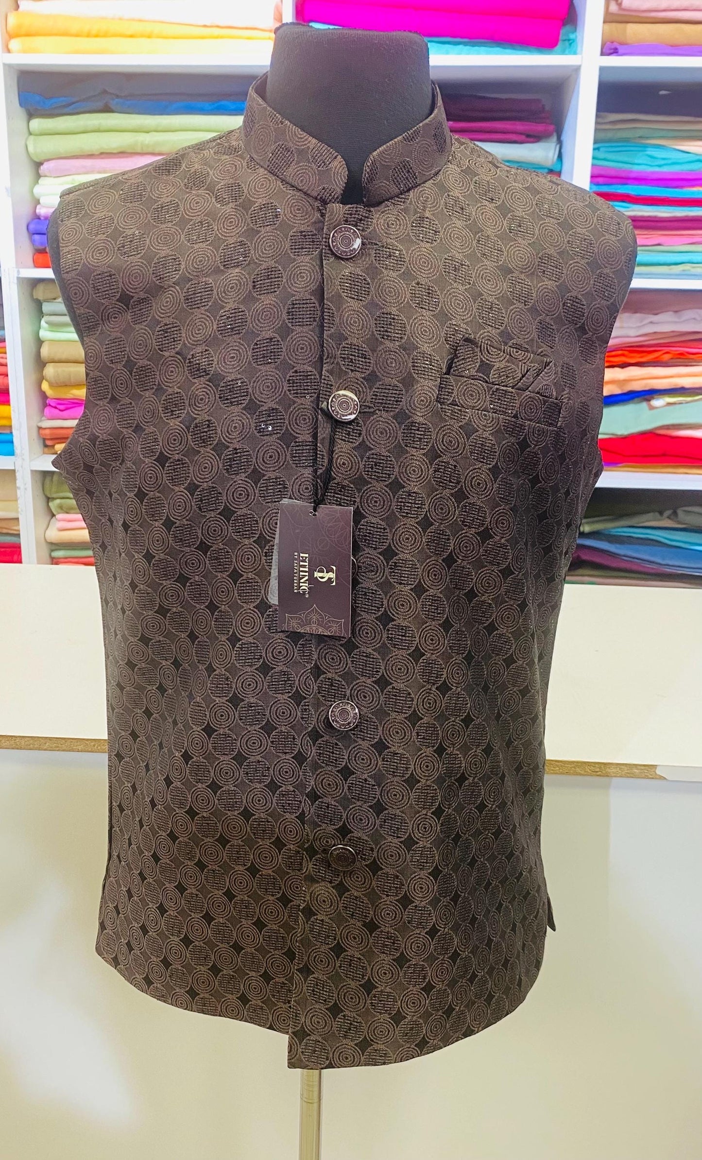 Designer Wine and Black Men Vests- Men Vests- Wedding Vest, Kurta Pajama Vest, Prom Party Dress, Casual Wear (Size available 38,40,42,44,46)