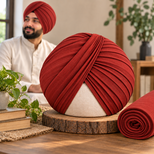 Sikh Turban-  Bright Maroon (Full Voile and Rubia(Medium)/Half and Half Voile)