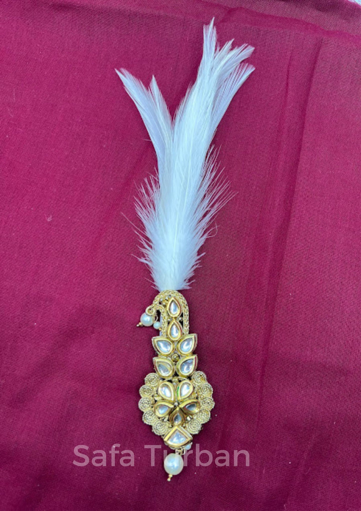 Indian Groom Wedding Accessories-  Kundan Kalangi/Kalgi for Men's Safa/Groom Pagdi