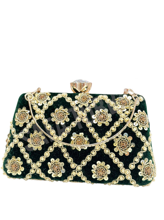 Handicraft Beautiful Velvet Bling Box Clutch Purse For Bridal, Casual, Party, Wedding II Girls' Clutch II wedding purse II embellished purse