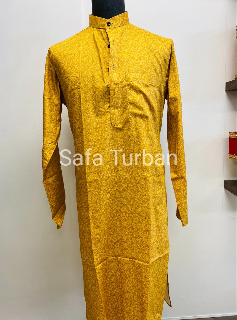 Classic Yellow Kurta Pyjama Set For Men