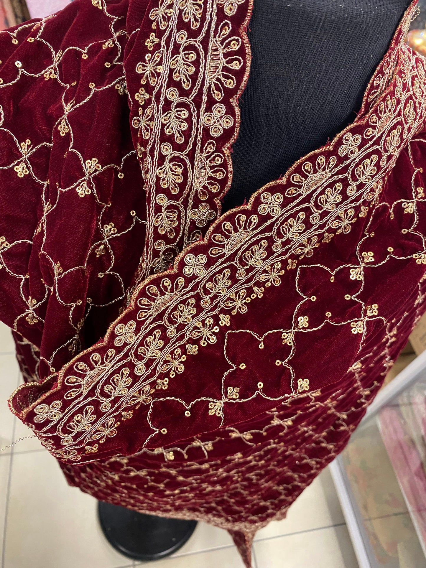 Indian Wedding- Velvet Shawl /Dupatta, Velvet Dupatta- Women's / Men's Velvet Dupatta, Shawl, Dupatta