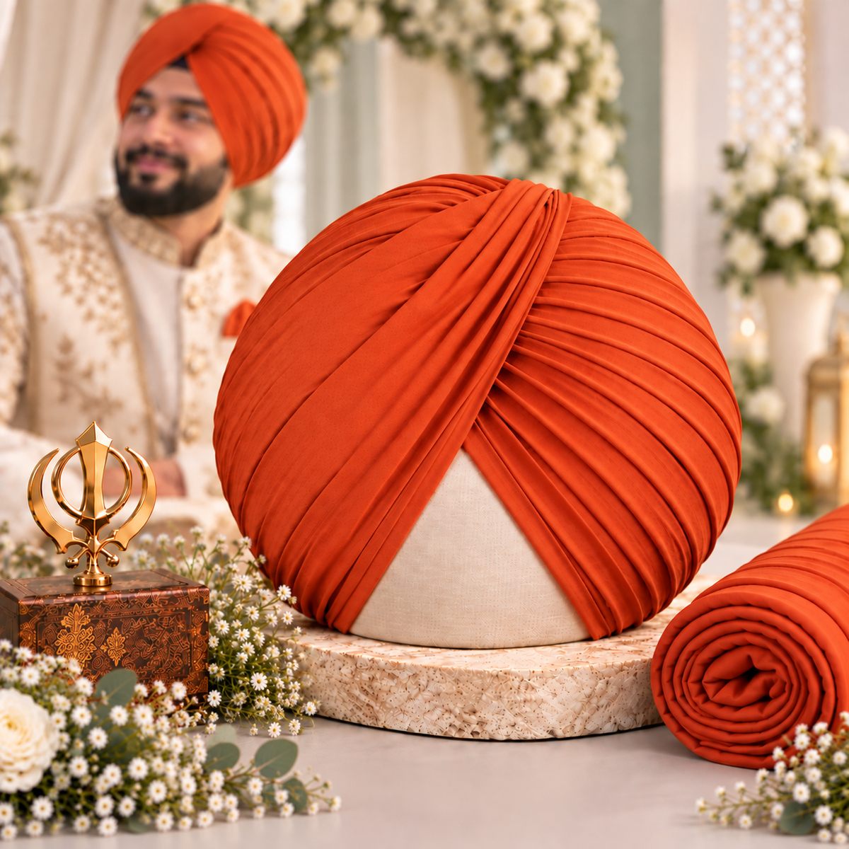 Sikh Turban- Rust (Full Voile and Rubia(Medium)/Half and Half Voile)