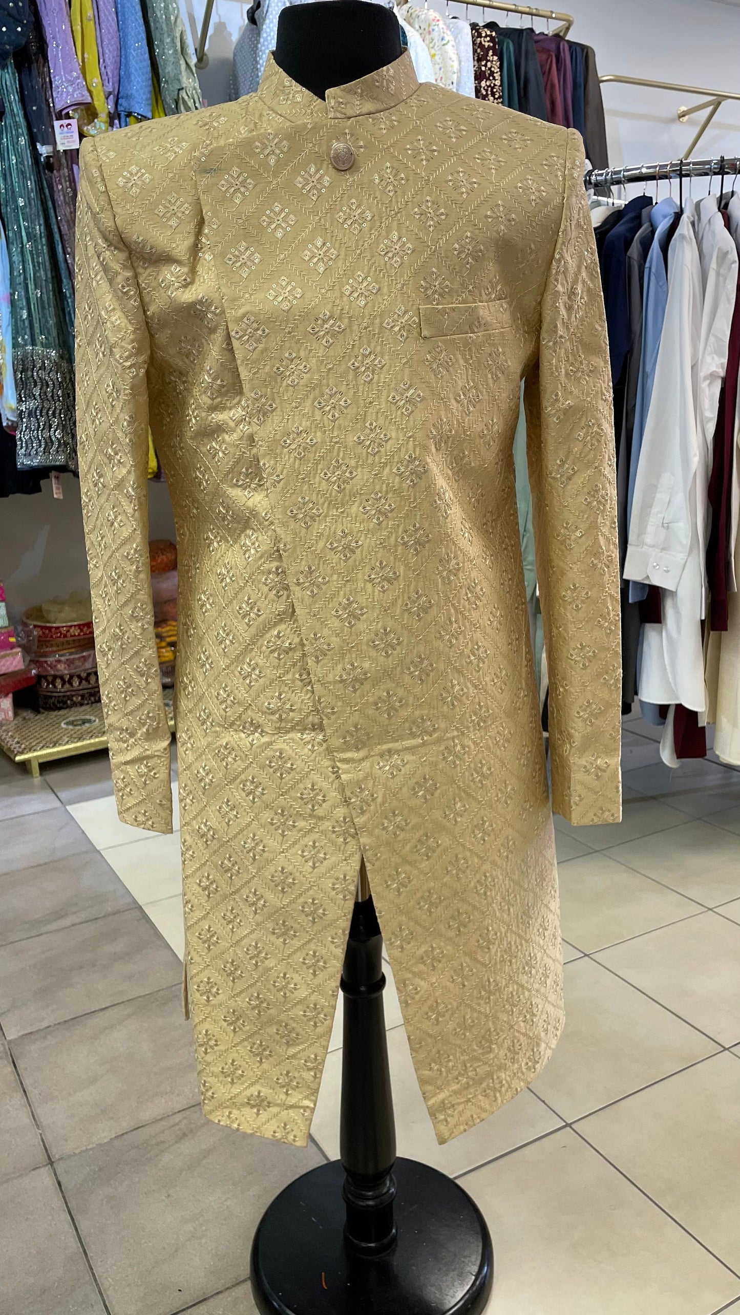 Groom Wedding Sherwani Outfit- Embroidered Indo Western Coat (Sherwani)