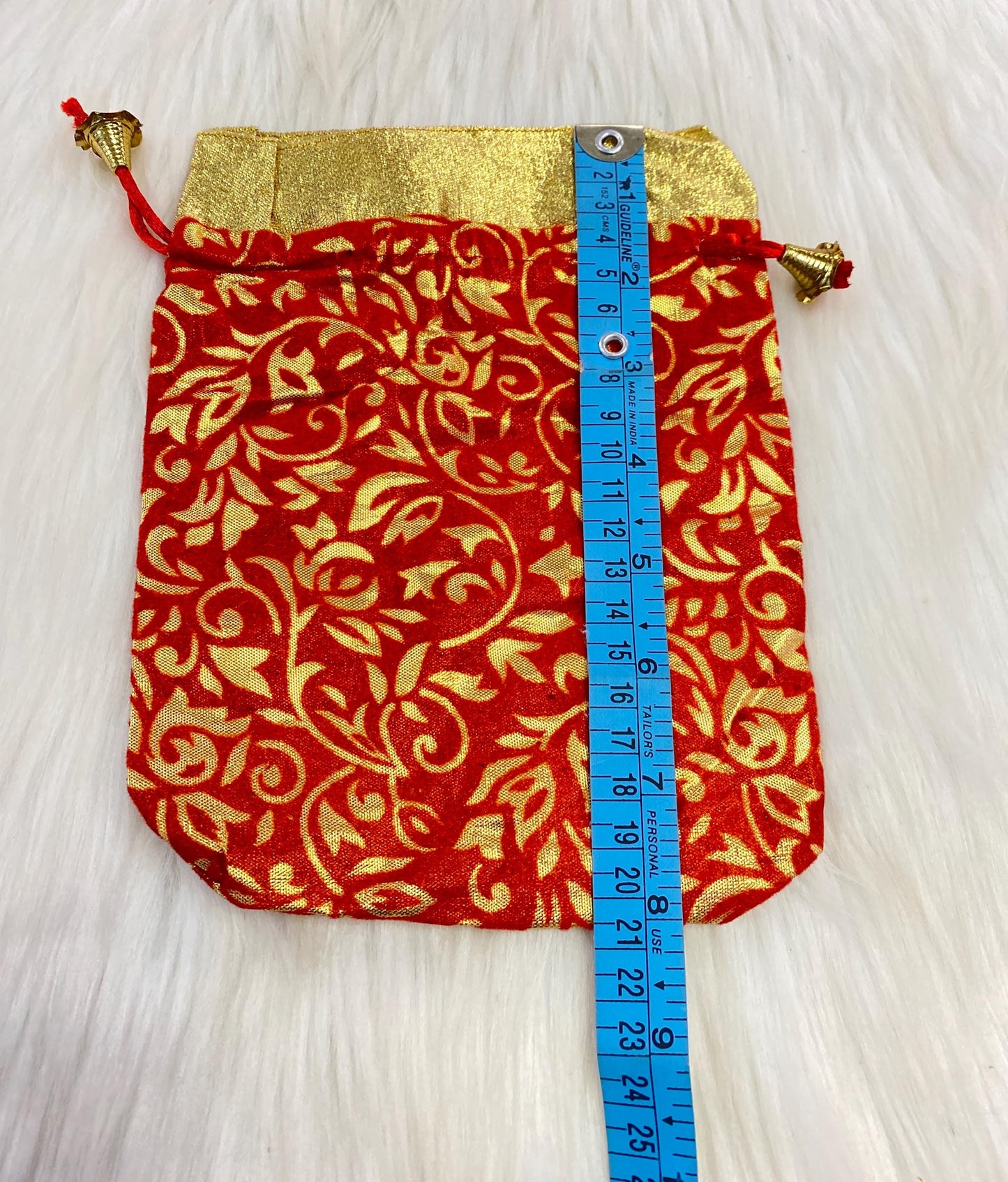 Indian Wedding- Desi Mithai/ Bhaji/Ladoo Bag- Potli Bag for Return Gifts Wedding II Sweets Bag Gift II Printed potli (Rust)