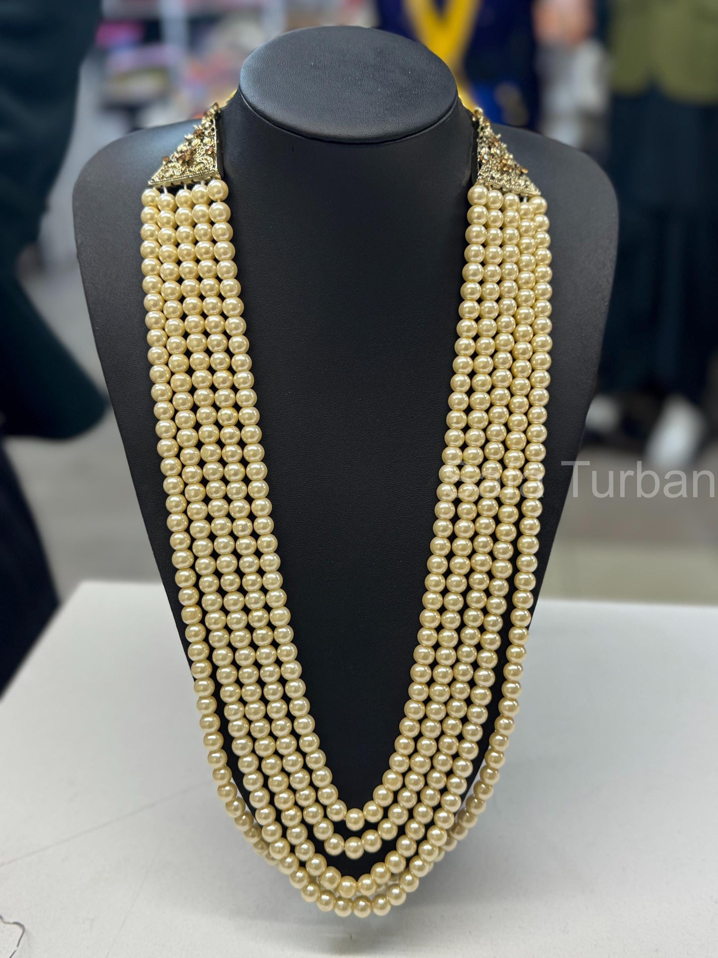 Indian Wedding- Pearl Five Layered Maharaja haar/ Necklace for Groom for Wedding