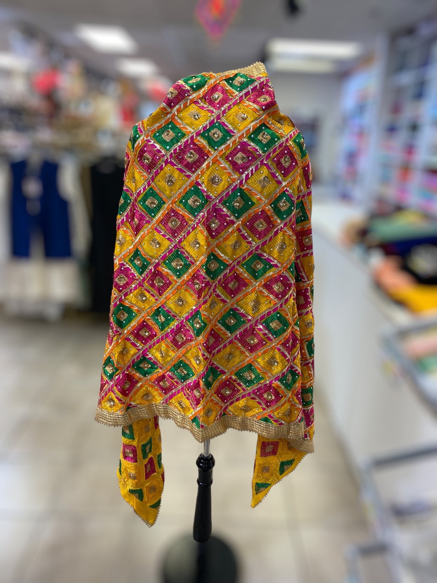 Phulkari Dupatta- Women's Beautiful Phulkari Dupatta, Scarf,Multicoloured Phulkari Chunni, Dupatta