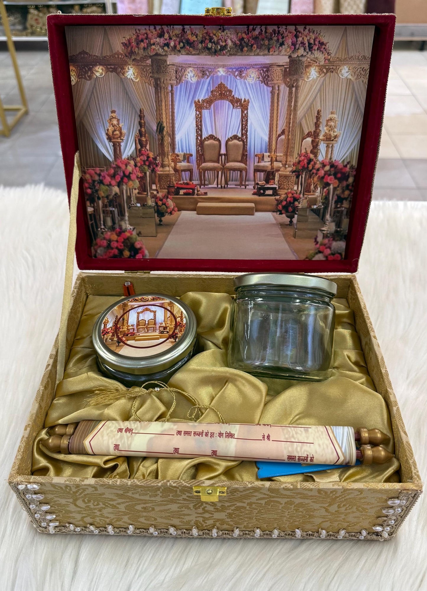 Wedding Invitation- Designer Musical Lagan Patrika/Peeli Chitthi/Shahi Chitthi for Marriage Invitation and Sagan in Hindi (Set of 1)