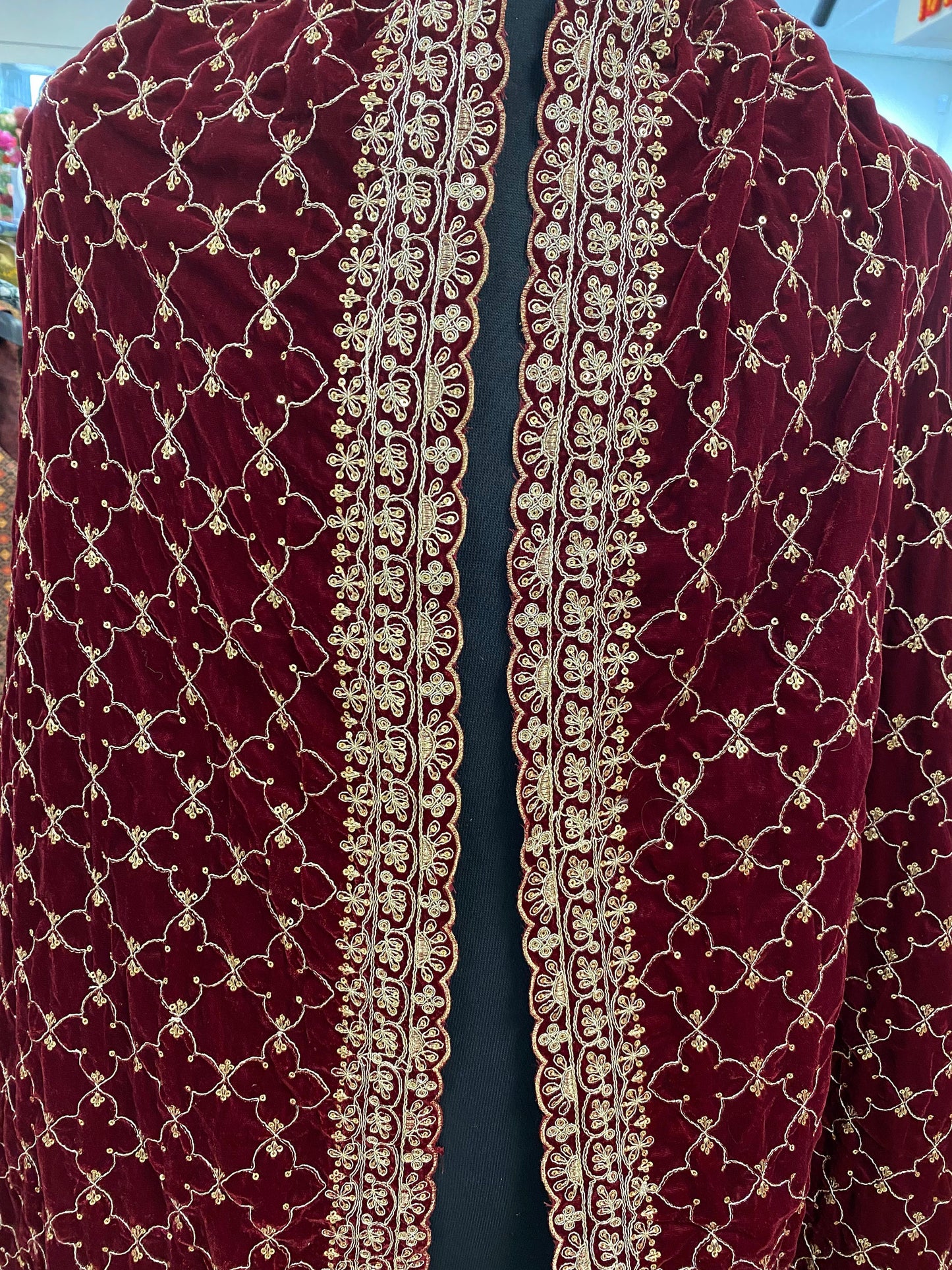 Indian Wedding- Velvet Shawl /Dupatta, Velvet Dupatta- Women's / Men's Velvet Dupatta, Shawl, Dupatta
