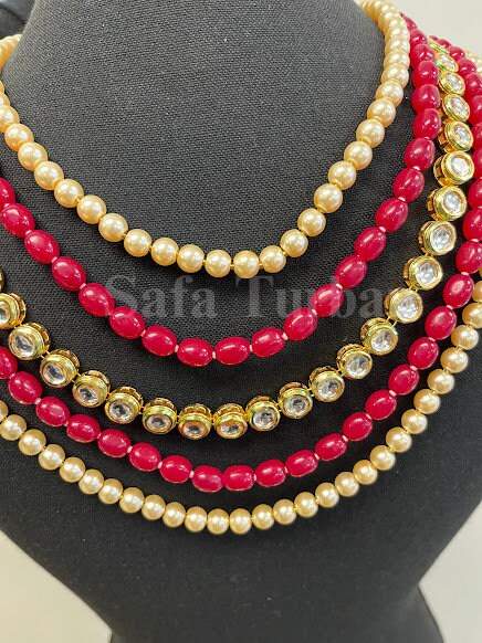 Indian Wedding- Pearl Necklace with Kundan layer for Men/Groom for Wedding (5Layers Pearl)