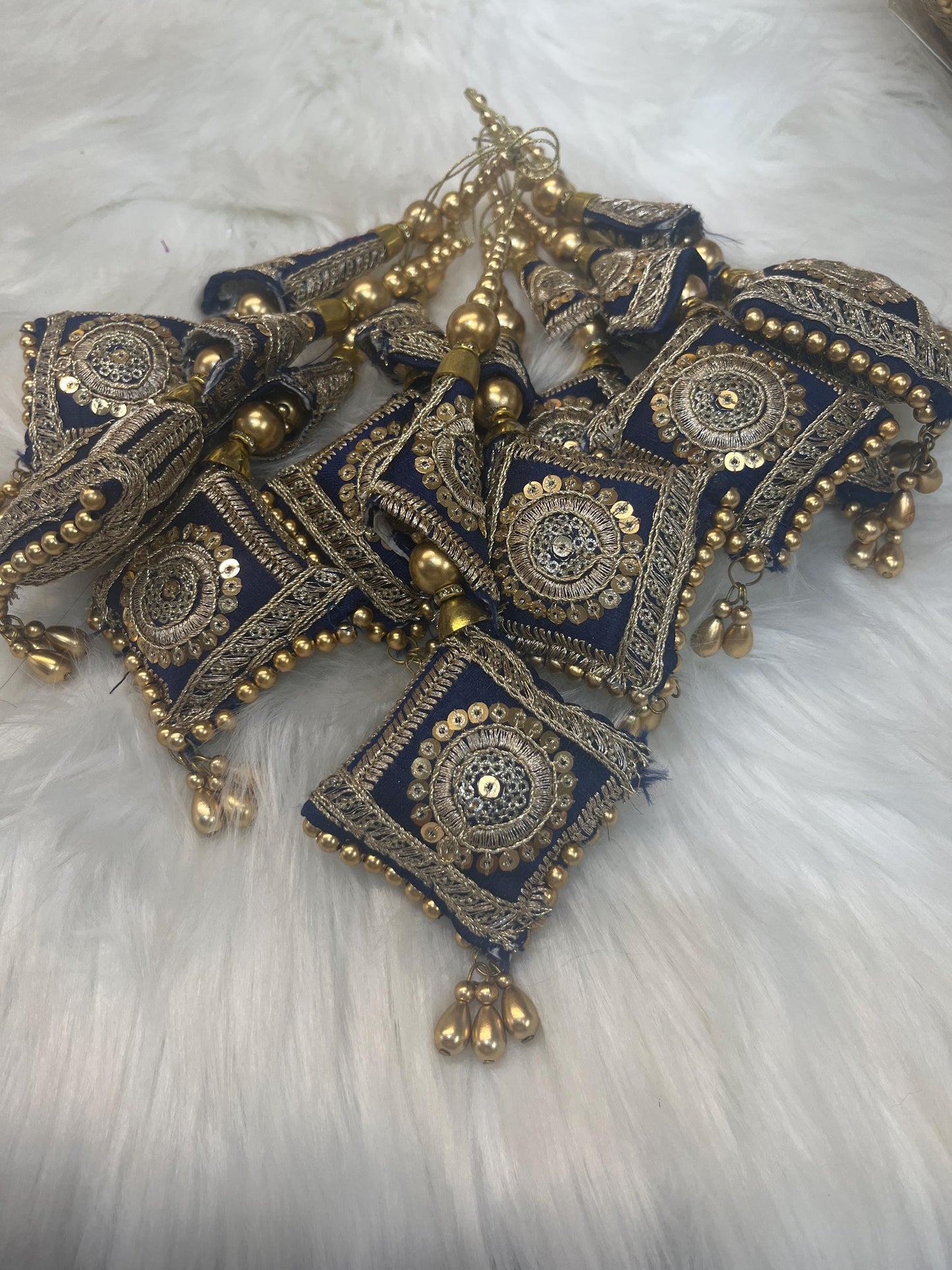 Fashion Handmade Latkan, Stylish Heavy Long for Lehenga, Chunni Border, Hanging Latkan for Lehenga, Pillow Shaped latkan      (sold as pair)
