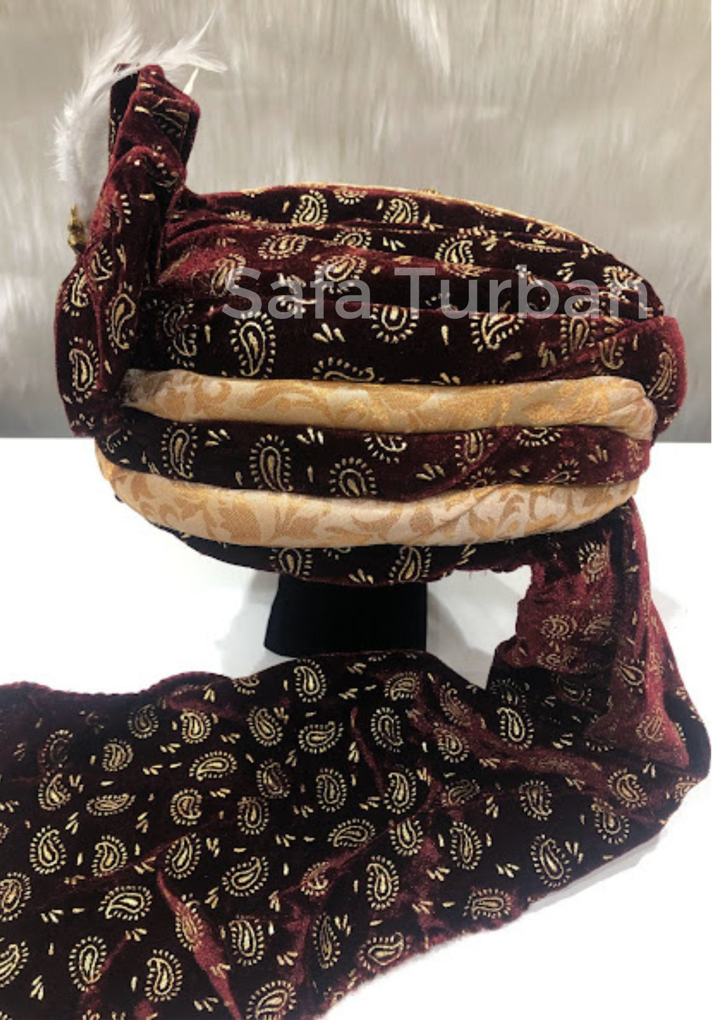 Groom Wedding Turban- Dark Maroon/Vine Velvet Turban- Safa Turban/Pagdi/Premade Turban/ Wedding Safa/Turban/Pagdi for Men (Groom)/ Thalapa