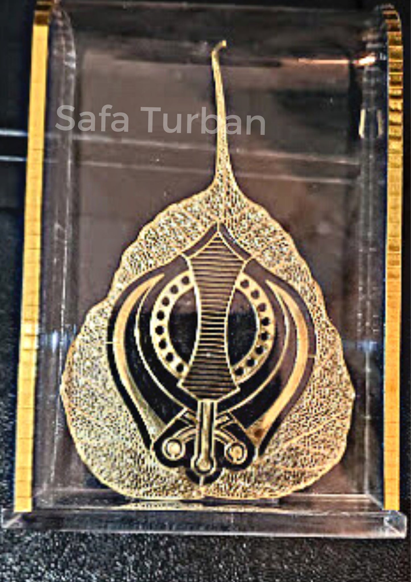 Car Dashboard Rectangular Shape Acrylic Showpiece, Religious Idol Statue for Mandir, Office & Home Décor (Khanda)