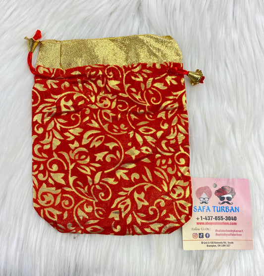 Indian Wedding- Desi Mithai/ Bhaji/Ladoo Bag- Potli Bag for Return Gifts Wedding II Sweets Bag Gift II Printed potli (Rust)