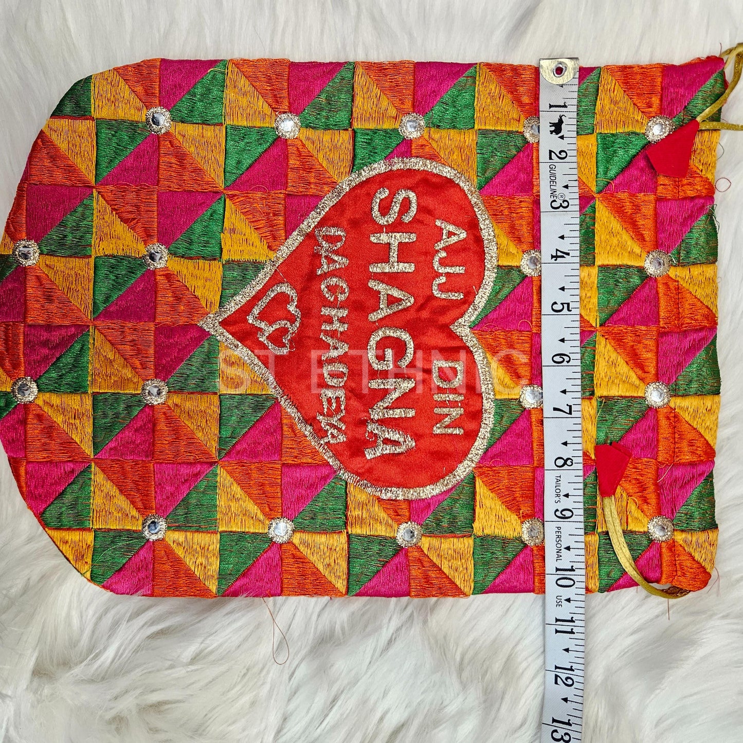 Indian Wedding- Desi Mithai/ Bhaji/Ladoo Bag- Potli Bag for Return Gifts Wedding II Sweets Bag Gift II Phulkari print potli