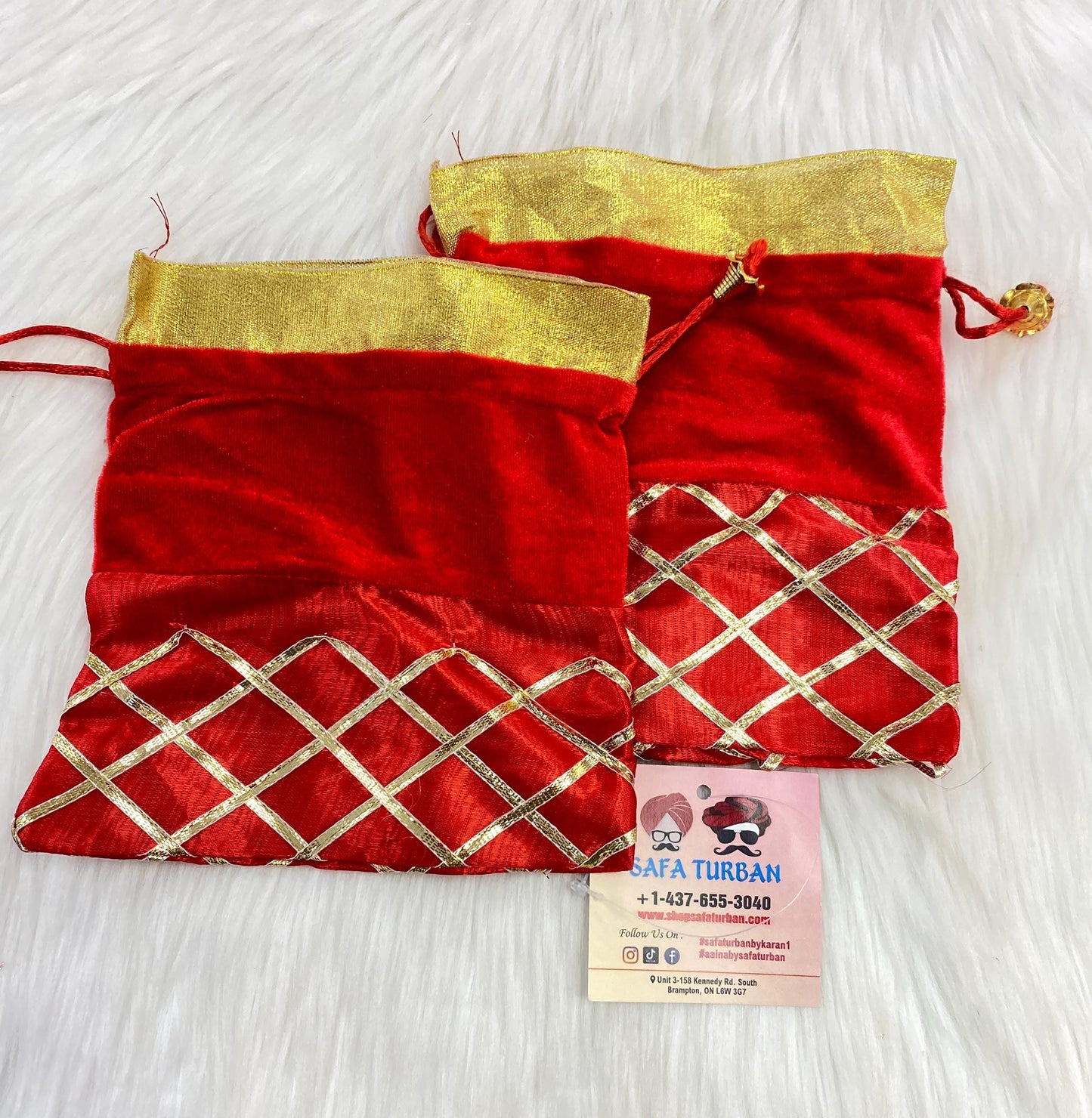Indian Wedding- Desi Mithai/ Bhaji/Ladoo Bag- Potli Bag for Return Gifts Wedding II Sweets Bag Gift II Red Potli