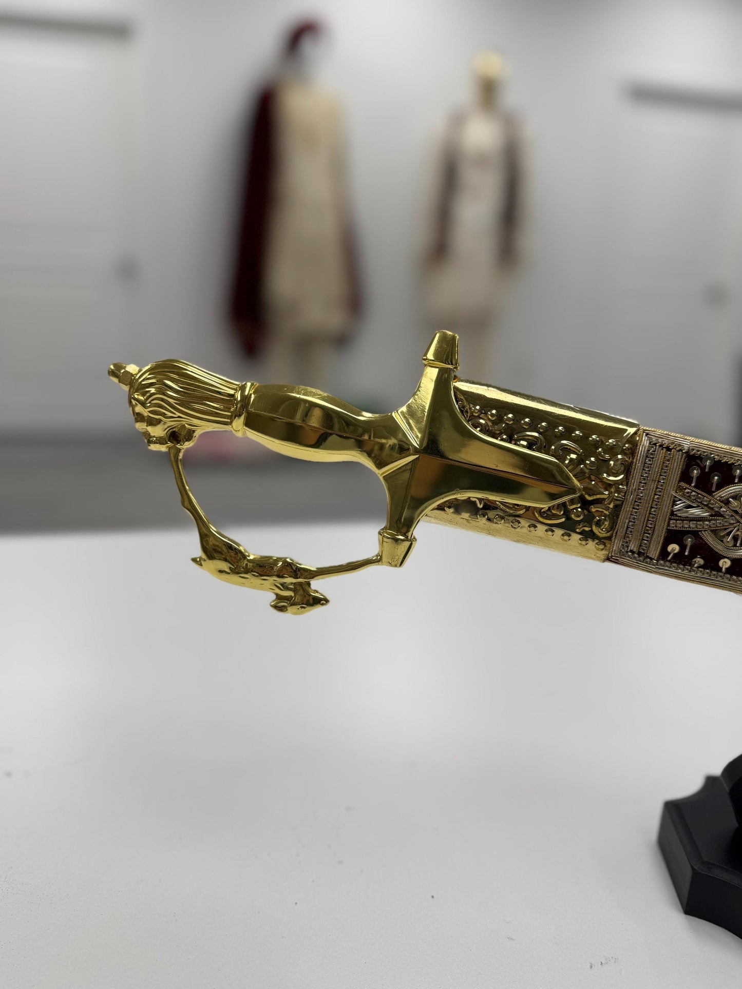 Indian Wedding Decorative Sword/Kirpan- Maroon Golden Sword with Golden work handle/For wedding purpose/Indian Rajput Wedding Sword