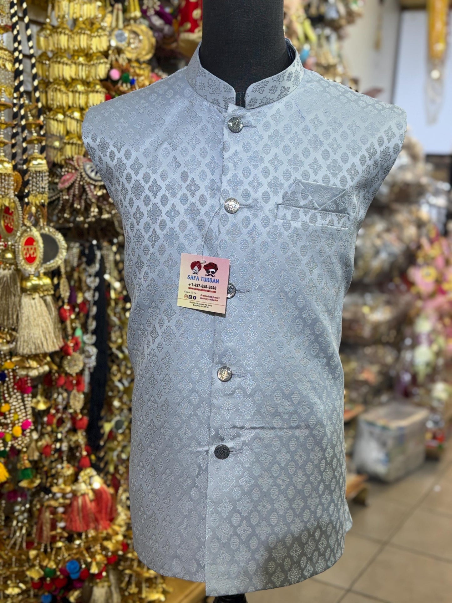 Designer Grey Men Vest- Wedding Vest, Wedding Dress, Kurta Pajama Vest, Casual Wear