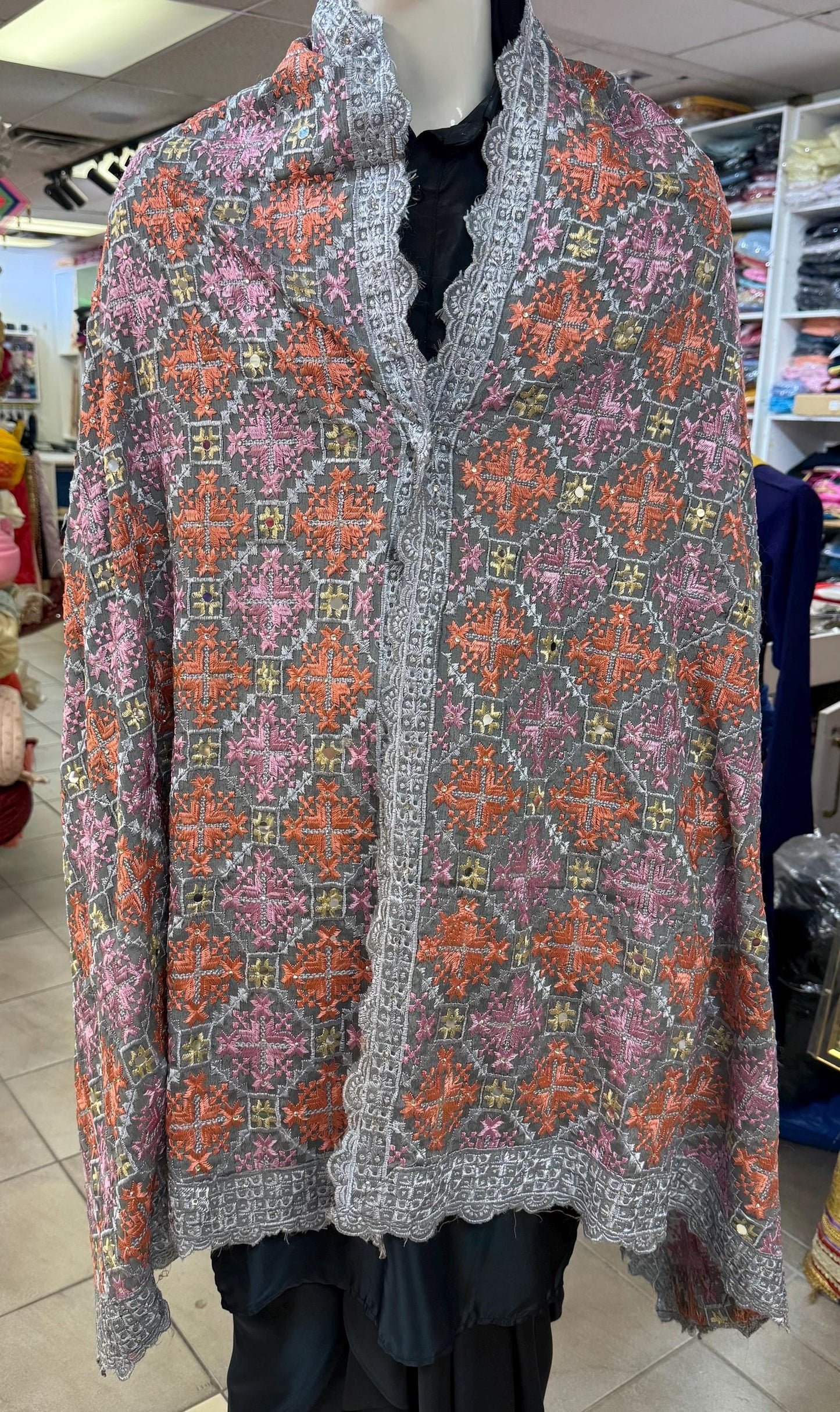 Phulkari Dupatta- Women's Phulkari Dupatta, Scarf, Multicolour Phulkari Chunni, Dupatta